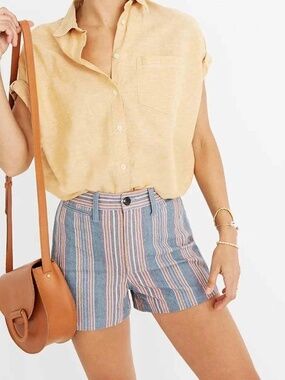 Madewell Women’s Emmett Denim Shorts in Rainbow Stripe